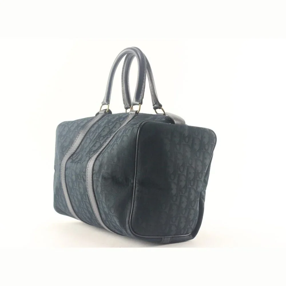 Dior Navy Embossed Nubuck Boston Bag 1D713K